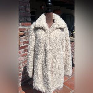 BCBGeneration Cream Teddy Jacket Plush Mid-Length